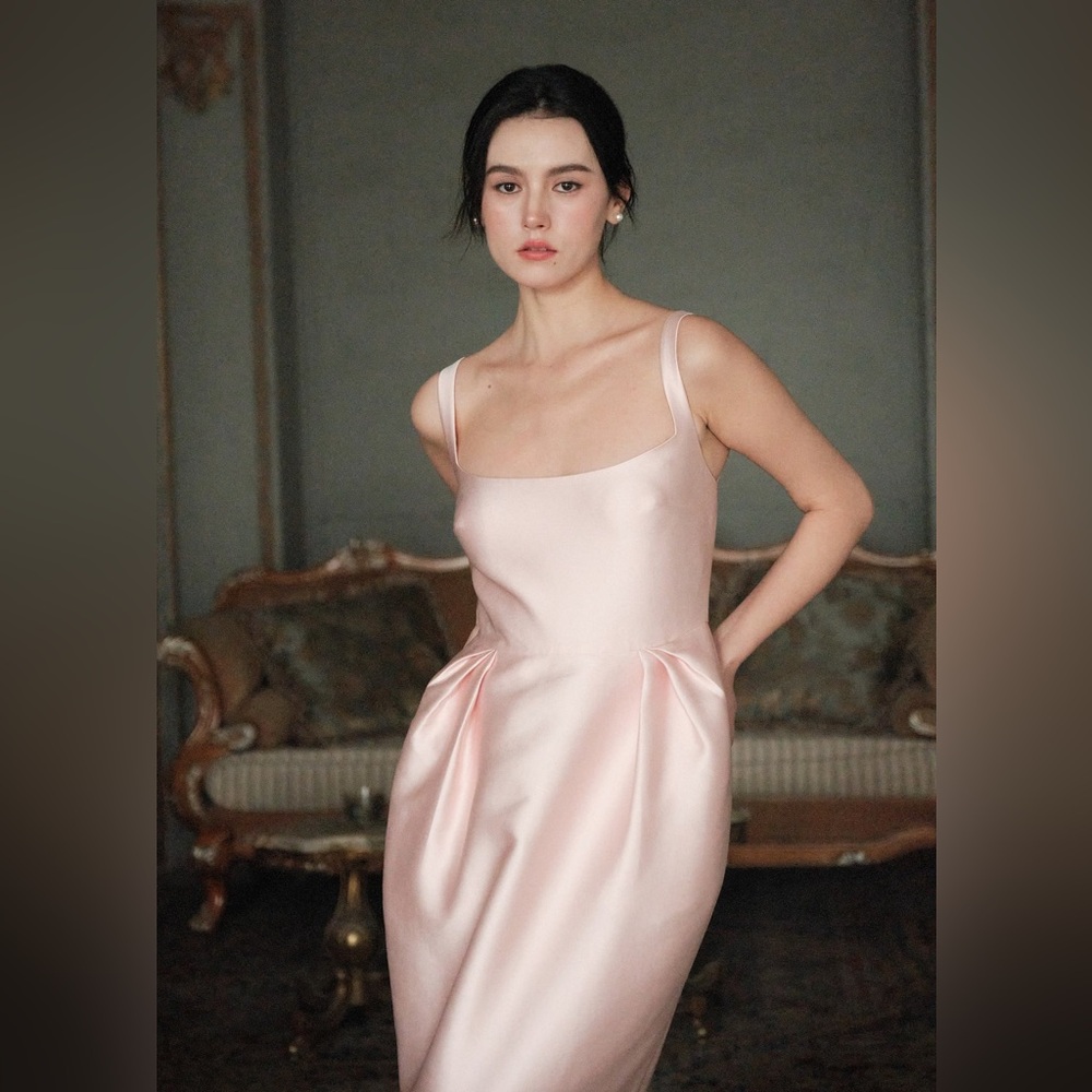 Elegant Pink Satin Dress